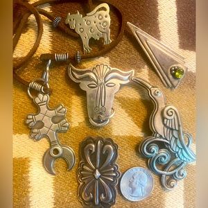 Santa Fe artisan sterling silver .925 brooches ( except for cross necklace ) .